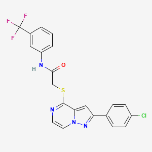 molecular formula C21H14ClF3N4OS B3398753 2-{[2-(4-chlorophenyl)pyrazolo[1,5-a]pyrazin-4-yl]sulfanyl}-N-[3-(trifluoromethyl)phenyl]acetamide CAS No. 1021257-77-1