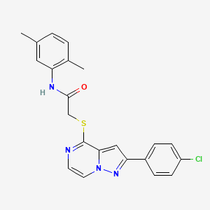 molecular formula C22H19ClN4OS B3398760 2-{[2-(4-chlorophenyl)pyrazolo[1,5-a]pyrazin-4-yl]sulfanyl}-N-(2,5-dimethylphenyl)acetamide CAS No. 1021257-83-9