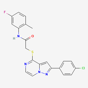 molecular formula C21H16ClFN4OS B3398765 2-{[2-(4-chlorophenyl)pyrazolo[1,5-a]pyrazin-4-yl]sulfanyl}-N-(5-fluoro-2-methylphenyl)acetamide CAS No. 1021257-85-1
