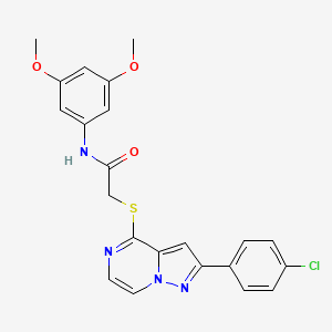 molecular formula C22H19ClN4O3S B3398772 2-{[2-(4-chlorophenyl)pyrazolo[1,5-a]pyrazin-4-yl]sulfanyl}-N-(3,5-dimethoxyphenyl)acetamide CAS No. 1021257-89-5