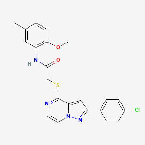 molecular formula C22H19ClN4O2S B3398780 2-{[2-(4-chlorophenyl)pyrazolo[1,5-a]pyrazin-4-yl]sulfanyl}-N-(2-methoxy-5-methylphenyl)acetamide CAS No. 1021257-91-9