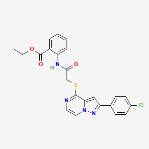 Ethyl 2-[({[2-(4-chlorophenyl)pyrazolo[1,5-a]pyrazin-4-yl]thio}acetyl)amino]benzoate