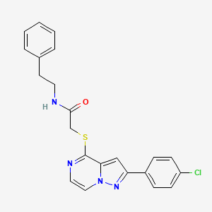molecular formula C22H19ClN4OS B3398799 2-{[2-(4-chlorophenyl)pyrazolo[1,5-a]pyrazin-4-yl]sulfanyl}-N-(2-phenylethyl)acetamide CAS No. 1021258-00-3
