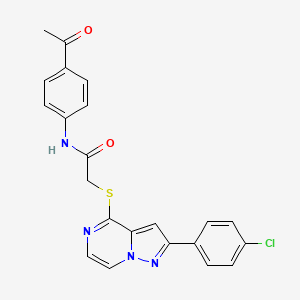 molecular formula C22H17ClN4O2S B3398820 N-(4-acetylphenyl)-2-{[2-(4-chlorophenyl)pyrazolo[1,5-a]pyrazin-4-yl]sulfanyl}acetamide CAS No. 1021258-07-0