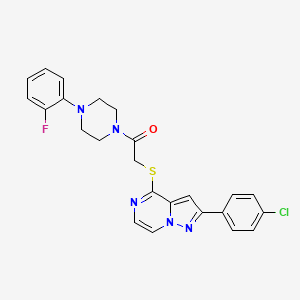 molecular formula C24H21ClFN5OS B3398822 2-(4-Chlorophenyl)-4-({2-[4-(2-fluorophenyl)piperazin-1-yl]-2-oxoethyl}thio)pyrazolo[1,5-a]pyrazine CAS No. 1021258-08-1