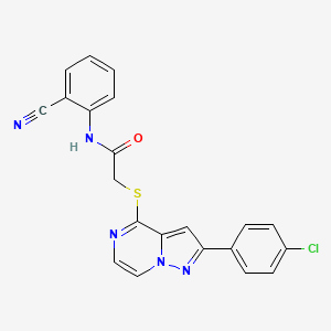 2-{[2-(4-chlorophenyl)pyrazolo[1,5-a]pyrazin-4-yl]sulfanyl}-N-(2-cyanophenyl)acetamide