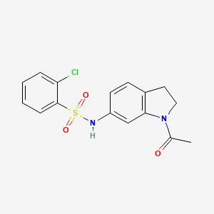 molecular formula C16H15ClN2O3S B3398839 N-(1-acetylindolin-6-yl)-2-chlorobenzenesulfonamide CAS No. 1021259-09-5