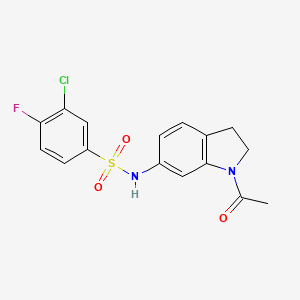 molecular formula C16H14ClFN2O3S B3398840 N-(1-acetylindolin-6-yl)-3-chloro-4-fluorobenzenesulfonamide CAS No. 1021259-12-0