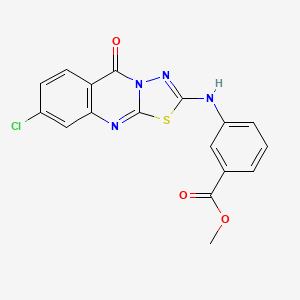molecular formula C17H11ClN4O3S B3398873 methyl 3-((8-chloro-5-oxo-5H-[1,3,4]thiadiazolo[2,3-b]quinazolin-2-yl)amino)benzoate CAS No. 1021260-60-5