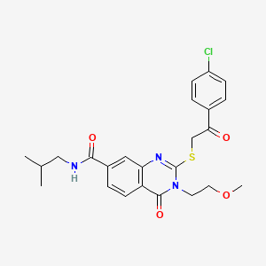 molecular formula C24H26ClN3O4S B3398897 2-((2-(4-chlorophenyl)-2-oxoethyl)thio)-N-isobutyl-3-(2-methoxyethyl)-4-oxo-3,4-dihydroquinazoline-7-carboxamide CAS No. 1021262-17-8