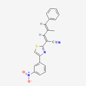 molecular formula C21H15N3O2S B3398900 (2E,4E)-4-methyl-2-(4-(3-nitrophenyl)thiazol-2-yl)-5-phenylpenta-2,4-dienenitrile CAS No. 1021262-36-1