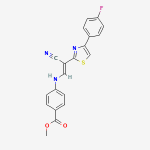 molecular formula C20H14FN3O2S B3398908 (E)-methyl 4-((2-cyano-2-(4-(4-fluorophenyl)thiazol-2-yl)vinyl)amino)benzoate CAS No. 1021263-10-4