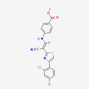 molecular formula C20H13Cl2N3O2S B3398910 (E)-methyl 4-((2-cyano-2-(4-(2,4-dichlorophenyl)thiazol-2-yl)vinyl)amino)benzoate CAS No. 1021263-15-9
