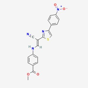 molecular formula C20H14N4O4S B3398913 (E)-methyl 4-((2-cyano-2-(4-(4-nitrophenyl)thiazol-2-yl)vinyl)amino)benzoate CAS No. 1021263-21-7
