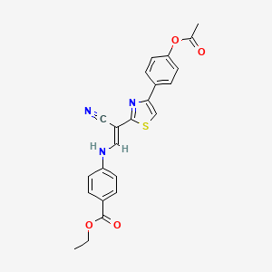 molecular formula C23H19N3O4S B3398922 (E)-ethyl 4-((2-(4-(4-acetoxyphenyl)thiazol-2-yl)-2-cyanovinyl)amino)benzoate CAS No. 1021263-32-0