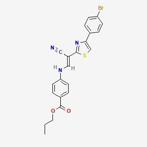molecular formula C22H18BrN3O2S B3398930 (E)-propyl 4-((2-(4-(4-bromophenyl)thiazol-2-yl)-2-cyanovinyl)amino)benzoate CAS No. 1021263-39-7