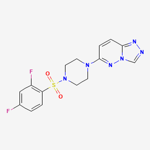 molecular formula C15H14F2N6O2S B3398933 6-(4-((2,4-Difluorophenyl)sulfonyl)piperazin-1-yl)-[1,2,4]triazolo[4,3-b]pyridazine CAS No. 1021263-83-1