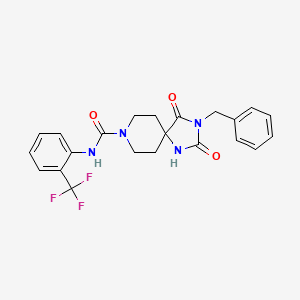 molecular formula C22H21F3N4O3 B3398948 3-benzyl-2,4-dioxo-N-(2-(trifluoromethyl)phenyl)-1,3,8-triazaspiro[4.5]decane-8-carboxamide CAS No. 1021264-46-9