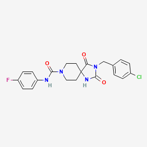 molecular formula C21H20ClFN4O3 B3398957 3-(4-chlorobenzyl)-N-(4-fluorophenyl)-2,4-dioxo-1,3,8-triazaspiro[4.5]decane-8-carboxamide CAS No. 1021264-60-7