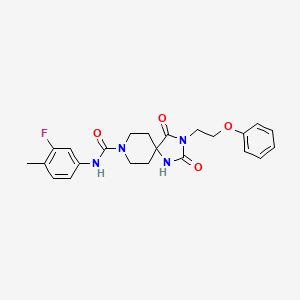 molecular formula C23H25FN4O4 B3398966 N-(3-fluoro-4-methylphenyl)-2,4-dioxo-3-(2-phenoxyethyl)-1,3,8-triazaspiro[4.5]decane-8-carboxamide CAS No. 1021264-74-3