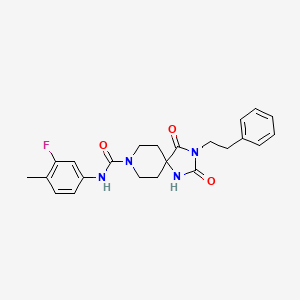 molecular formula C23H25FN4O3 B3398971 N-(3-fluoro-4-methylphenyl)-2,4-dioxo-3-(2-phenylethyl)-1,3,8-triazaspiro[4.5]decane-8-carboxamide CAS No. 1021264-85-6