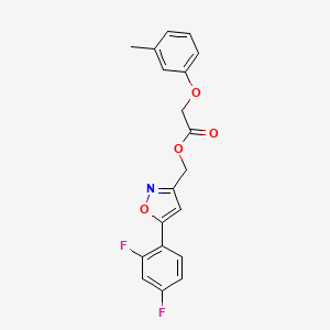 molecular formula C19H15F2NO4 B3398973 (5-(2,4-Difluorophenyl)isoxazol-3-yl)methyl 2-(m-tolyloxy)acetate CAS No. 1021265-57-5