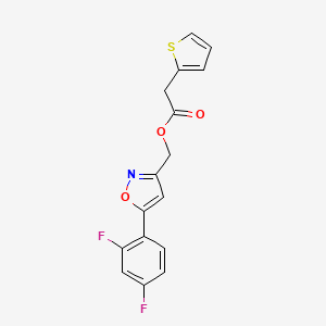 molecular formula C16H11F2NO3S B3398978 (5-(2,4-Difluorophenyl)isoxazol-3-yl)methyl 2-(thiophen-2-yl)acetate CAS No. 1021265-60-0