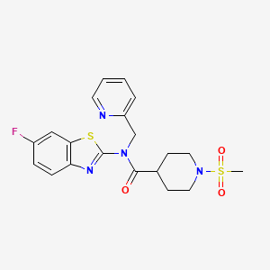 molecular formula C20H21FN4O3S2 B3398986 N-(6-fluorobenzo[d]thiazol-2-yl)-1-(methylsulfonyl)-N-(pyridin-2-ylmethyl)piperidine-4-carboxamide CAS No. 1021266-09-0