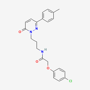 molecular formula C22H22ClN3O3 B3398994 2-(4-chlorophenoxy)-N-(3-(6-oxo-3-(p-tolyl)pyridazin-1(6H)-yl)propyl)acetamide CAS No. 1021266-49-8