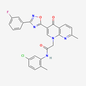 molecular formula C26H19ClFN5O3 B3399022 6-methyl-N-phenyl-2-(pyrrolidin-1-ylcarbonyl)quinolin-4-amine CAS No. 1029770-21-5