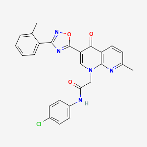 molecular formula C26H20ClN5O3 B3399045 N-(4-chlorophenyl)-2-(7-methyl-4-oxo-3-(3-(o-tolyl)-1,2,4-oxadiazol-5-yl)-1,8-naphthyridin-1(4H)-yl)acetamide CAS No. 1030132-50-3