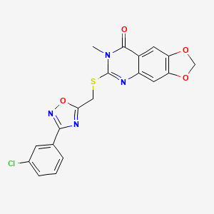 molecular formula C19H13ClN4O4S B3399052 6-(((3-(3-chlorophenyl)-1,2,4-oxadiazol-5-yl)methyl)thio)-7-methyl-[1,3]dioxolo[4,5-g]quinazolin-8(7H)-one CAS No. 1032003-50-1