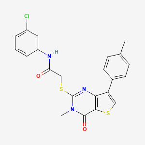 molecular formula C22H18ClN3O2S2 B3399081 N-(3-chlorophenyl)-2-{[3-methyl-7-(4-methylphenyl)-4-oxo-3,4-dihydrothieno[3,2-d]pyrimidin-2-yl]thio}acetamide CAS No. 1040631-90-0