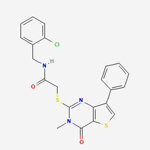 molecular formula C22H18ClN3O2S2 B3399096 N-(2-chlorobenzyl)-2-((3-methyl-4-oxo-7-phenyl-3,4-dihydrothieno[3,2-d]pyrimidin-2-yl)thio)acetamide CAS No. 1040632-05-0