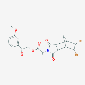 molecular formula C21H21Br2NO6 B339913 2-(3-methoxyphenyl)-2-oxoethyl 2-(5,6-dibromo-1,3-dioxooctahydro-2H-4,7-methanoisoindol-2-yl)propanoate 
