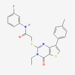 molecular formula C23H20FN3O2S2 B3399135 2-{[3-ethyl-7-(4-methylphenyl)-4-oxo-3,4-dihydrothieno[3,2-d]pyrimidin-2-yl]thio}-N-(3-fluorophenyl)acetamide CAS No. 1040632-40-3