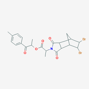molecular formula C22H23Br2NO5 B339914 1-(4-methylphenyl)-1-oxopropan-2-yl 2-(5,6-dibromo-1,3-dioxooctahydro-2H-4,7-methanoisoindol-2-yl)propanoate 