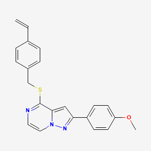 molecular formula C22H19N3OS B3399141 2-(4-Methoxyphenyl)-4-[(4-vinylbenzyl)thio]pyrazolo[1,5-a]pyrazine CAS No. 1040632-41-4