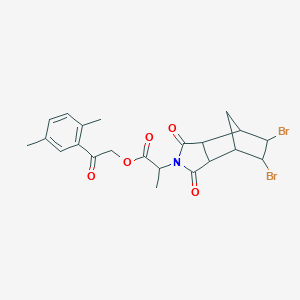 molecular formula C22H23Br2NO5 B339915 [2-(2,5-Dimethylphenyl)-2-oxoethyl] 2-(8,9-dibromo-3,5-dioxo-4-azatricyclo[5.2.1.02,6]decan-4-yl)propanoate 