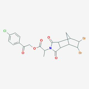 molecular formula C20H18Br2ClNO5 B339916 2-(4-chlorophenyl)-2-oxoethyl 2-(5,6-dibromo-1,3-dioxooctahydro-2H-4,7-methanoisoindol-2-yl)propanoate 