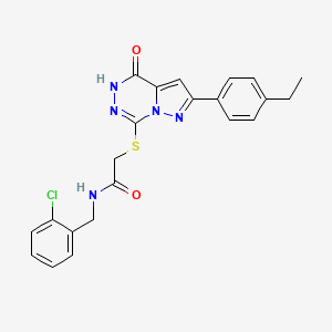 molecular formula C22H20ClN5O2S B3399160 N-(2-chlorobenzyl)-2-{[2-(4-ethylphenyl)-4-oxo-4,5-dihydropyrazolo[1,5-d][1,2,4]triazin-7-yl]thio}acetamide CAS No. 1040632-69-6
