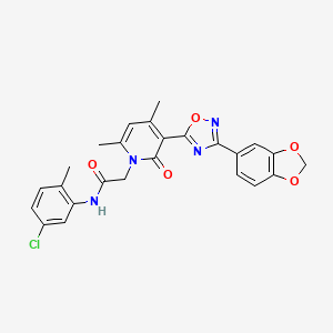 molecular formula C25H21ClN4O5 B3399203 2-(3-(3-(benzo[d][1,3]dioxol-5-yl)-1,2,4-oxadiazol-5-yl)-4,6-dimethyl-2-oxopyridin-1(2H)-yl)-N-(5-chloro-2-methylphenyl)acetamide CAS No. 1040634-15-8