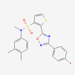 molecular formula C21H18FN3O3S2 B3399210 N-(3,4-dimethylphenyl)-2-[3-(4-fluorophenyl)-1,2,4-oxadiazol-5-yl]-N-methylthiophene-3-sulfonamide CAS No. 1040634-25-0