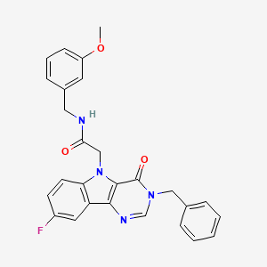molecular formula C27H23FN4O3 B3399221 2-(3-benzyl-8-fluoro-4-oxo-3H-pyrimido[5,4-b]indol-5(4H)-yl)-N-(3-methoxybenzyl)acetamide CAS No. 1040634-36-3