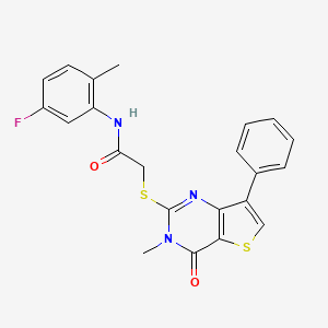 molecular formula C22H18FN3O2S2 B3399233 N-(5-fluoro-2-methylphenyl)-2-[(3-methyl-4-oxo-7-phenyl-3,4-dihydrothieno[3,2-d]pyrimidin-2-yl)thio]acetamide CAS No. 1040634-45-4