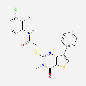 molecular formula C22H18ClN3O2S2 B3399239 N-(3-chloro-2-methylphenyl)-2-[(3-methyl-4-oxo-7-phenyl-3,4-dihydrothieno[3,2-d]pyrimidin-2-yl)thio]acetamide CAS No. 1040634-53-4