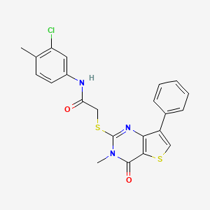 molecular formula C22H18ClN3O2S2 B3399248 N-(3-chloro-4-methylphenyl)-2-[(3-methyl-4-oxo-7-phenyl-3,4-dihydrothieno[3,2-d]pyrimidin-2-yl)thio]acetamide CAS No. 1040634-61-4