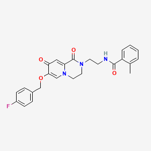 molecular formula C25H24FN3O4 B3399265 N-(2-(7-((4-fluorobenzyl)oxy)-1,8-dioxo-3,4-dihydro-1H-pyrido[1,2-a]pyrazin-2(8H)-yl)ethyl)-2-methylbenzamide CAS No. 1040635-02-6