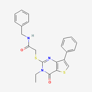 molecular formula C23H21N3O2S2 B3399273 N-benzyl-2-[(3-ethyl-4-oxo-7-phenyl-3,4-dihydrothieno[3,2-d]pyrimidin-2-yl)thio]acetamide CAS No. 1040635-17-3