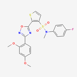 molecular formula C21H18FN3O5S2 B3399280 2-[3-(2,4-dimethoxyphenyl)-1,2,4-oxadiazol-5-yl]-N-(4-fluorophenyl)-N-methylthiophene-3-sulfonamide CAS No. 1040635-19-5